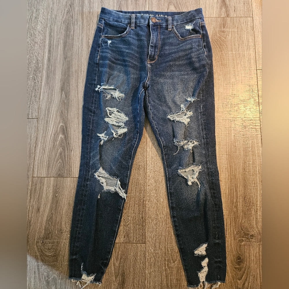 American Eagle Distressed Curvy High Rise Jeggings Dream Jean 8
